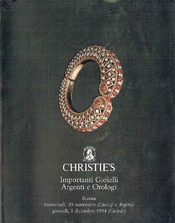 Christies November and December 1994 Important Jewels, Silver & Watch