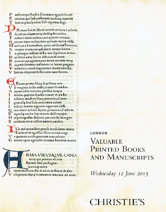 Christies June 2013 Valuable Manuscript and Printed Books