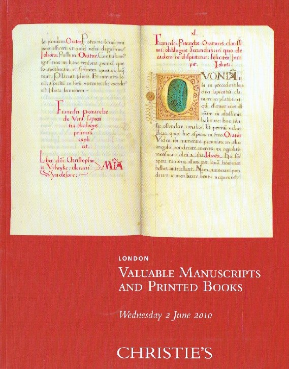 Christies June 2010 Valuable Manuscript and Printed Books