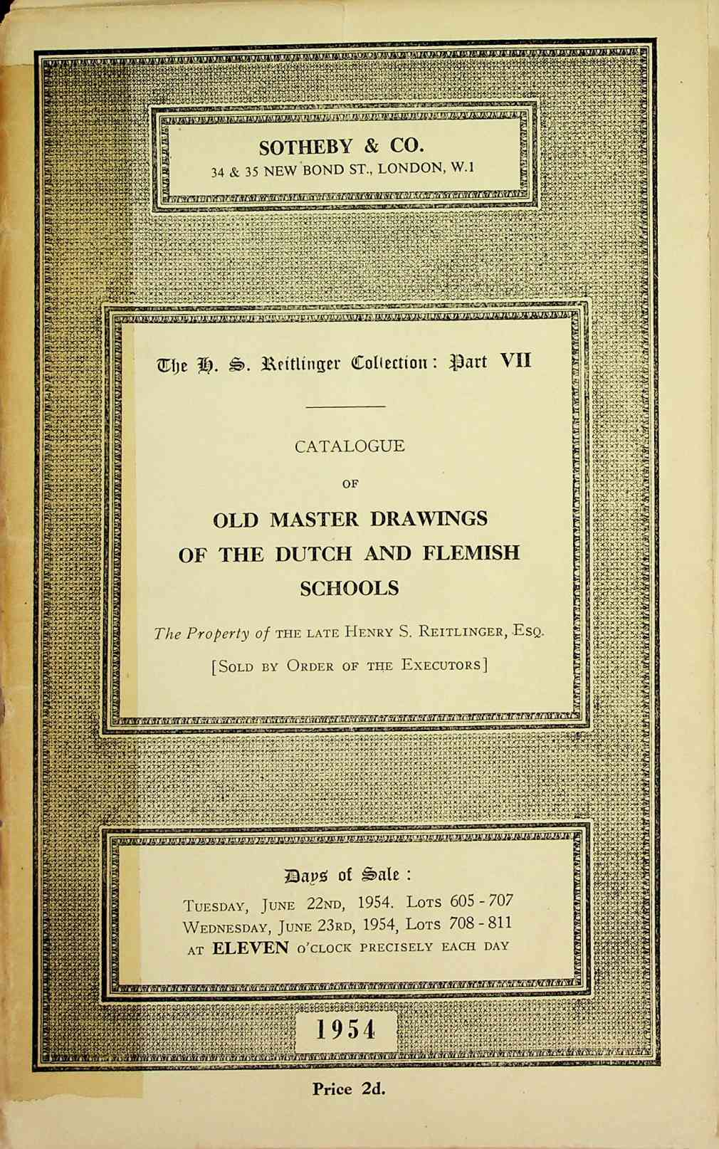 Sothebys June 1954 Old Master Drawings of the Dutch & Flemish (Digital only)