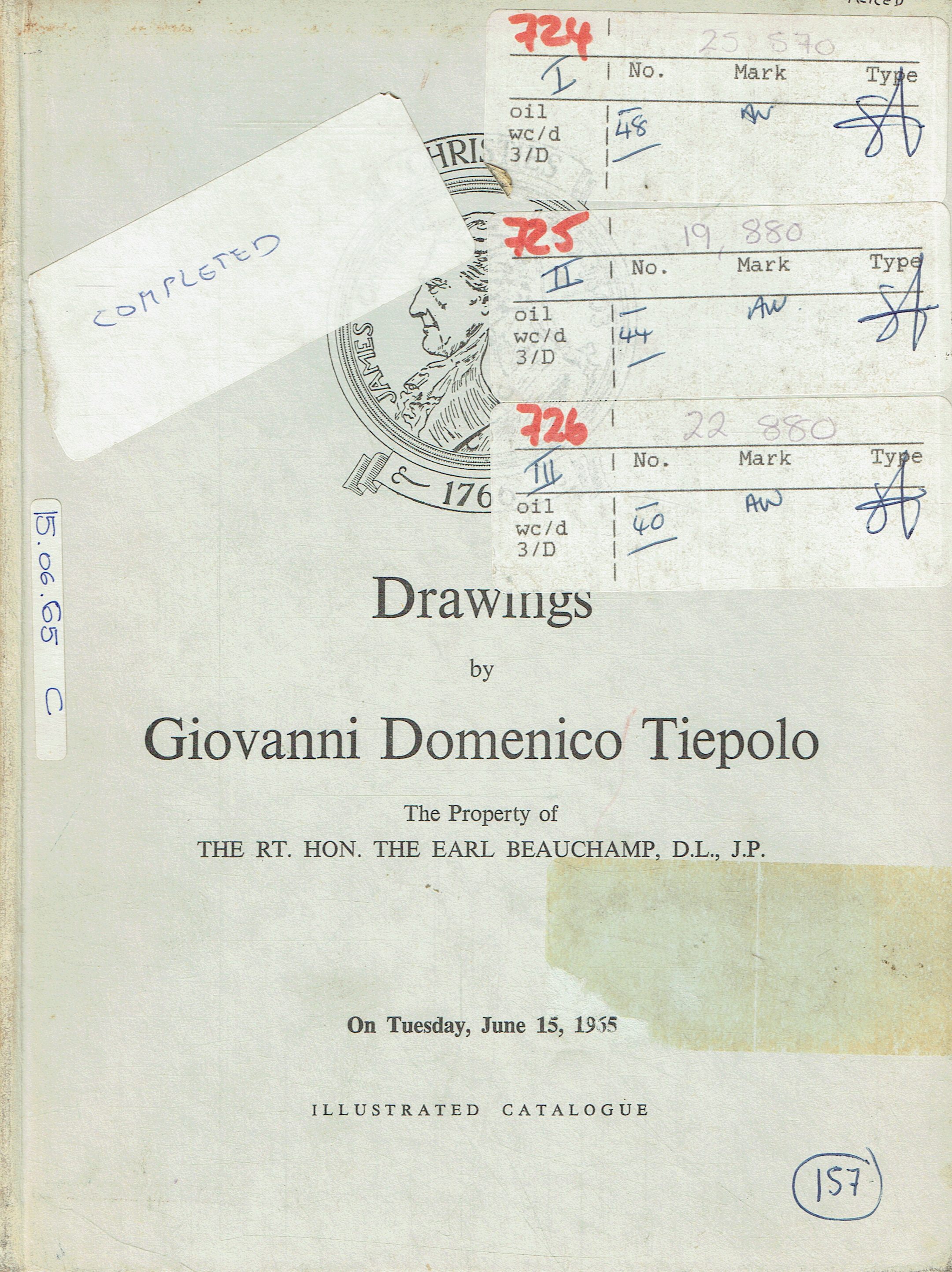Christies June 1965 Beauchamp Collection of Tiepolo Drawings (Digital only)