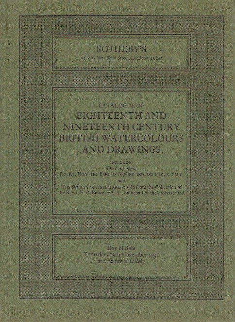 Sothebys November 1981 18th & 19th Century British Watercolours and Drawings