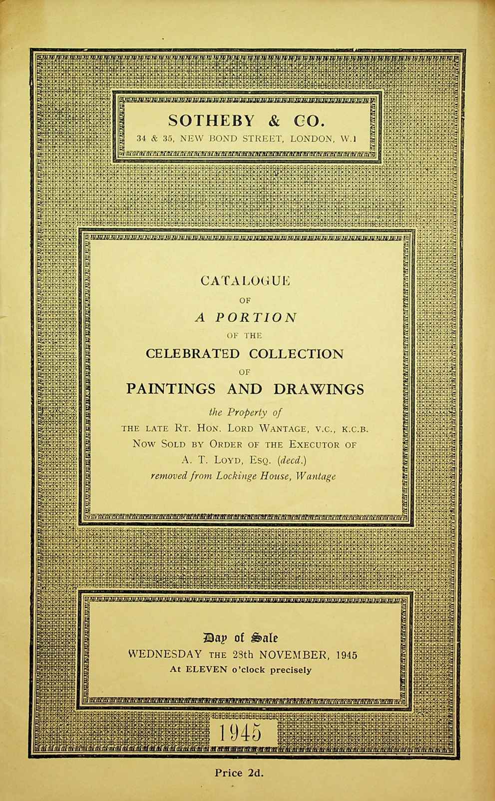 Sothebys November 1945 Celebrated Collection of Paintings & Drawings