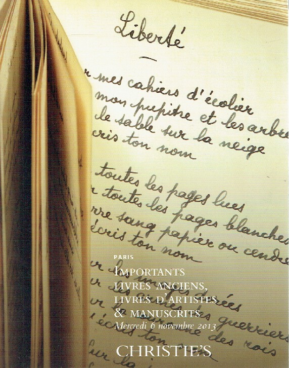 Christies November 2013 Important Books, Manuscripts & Artist's (Digital only)