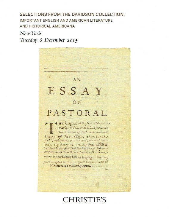 Christies December 2015 Davidson Collection: English & American Literature - Click Image to Close