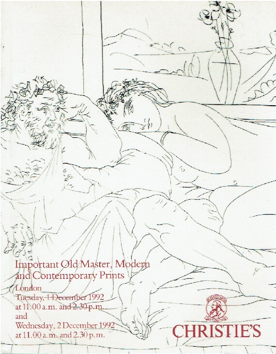 Christies December 1992 Important Old Master, Modern & Contemporary Prints - Click Image to Close