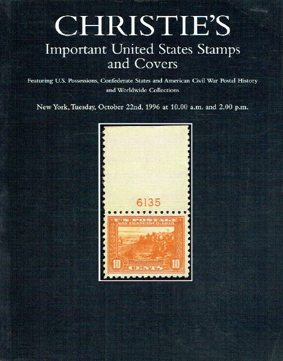 Christies October 1996 Important United States Stamps - Worldwide Collection - Click Image to Close