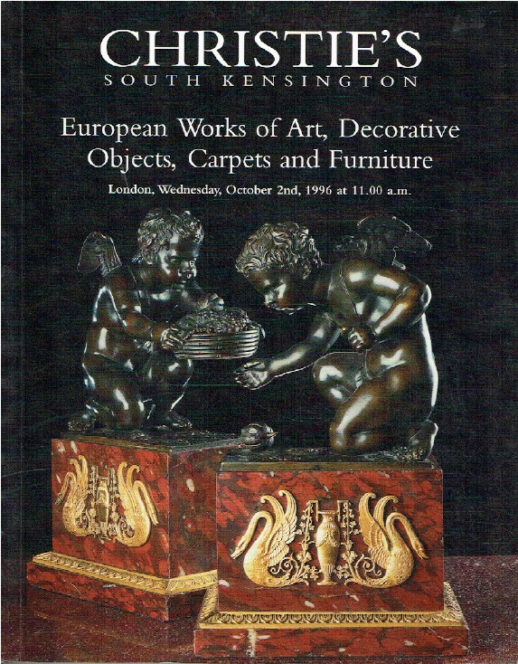 Christies October 1996 European WOA, Decorative Objects, Carpets & Furniture - Click Image to Close