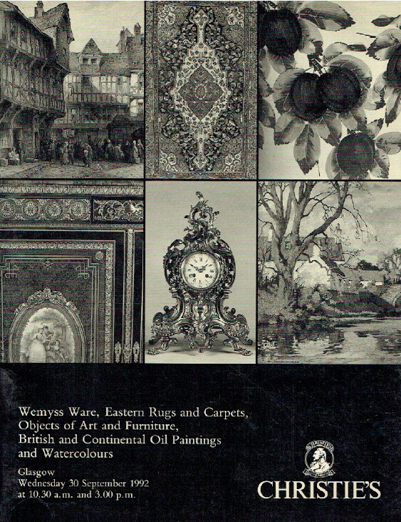 Christies September 1992 Wemyss Ware, Rugs & Carpets, Furniture & Paintings