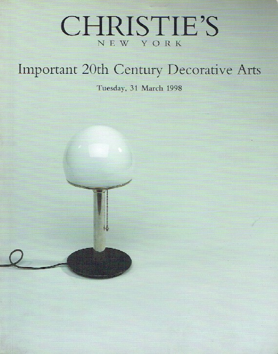 Christies March 1998 Important 20th Century Decorative Arts