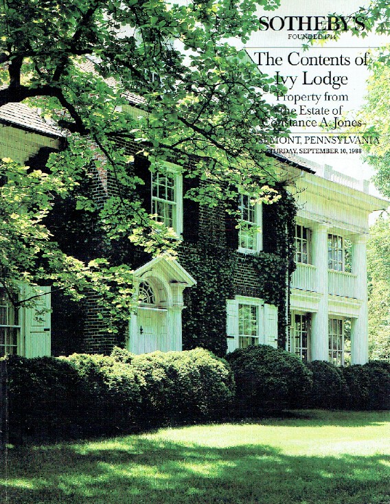 Sothebys September 1988 The Contents of Ivy Lodge - Estate of Constance A. Jones