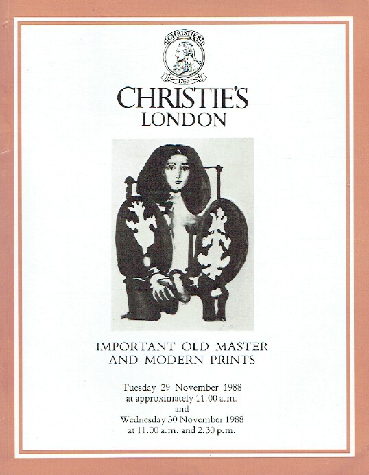 Christies November 1988 Important Old Master & Modern Prints