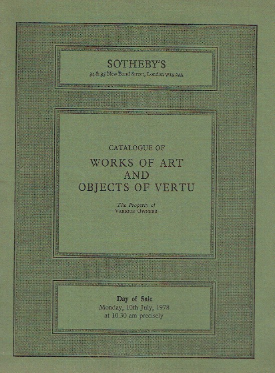Sothebys July 1978 Works of Art & Objects of Vertu