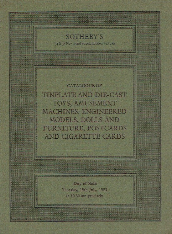 Sothebys July 1983 Tinplate, Machines, Furniture, Postcards & Cigarette Cards