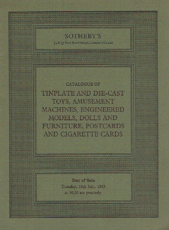 Sothebys July 1983 Tinplate, Machines, Furniture, Postcards & Cigarette Cards