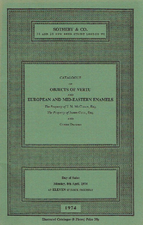 Sothebys April 1974 European & Mid-Eastern Enamels and Objects of Vertu