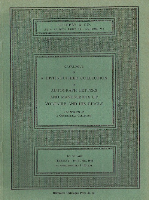 Sothebys June 1968 Distinguished Collection of Autograph Letters & Manuscripts