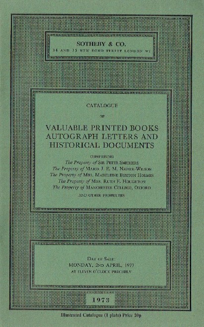 Sothebys April 1973 Valuable Printed Books & Historical Documents