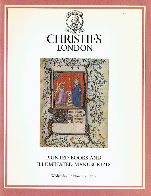 Christies November 1985 Printed Books & Illuminated Manuscripts - Click Image to Close