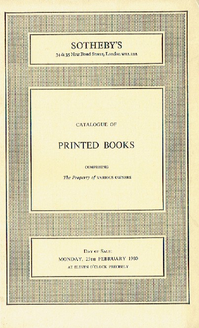 Sothebys February 1980 Printed Books