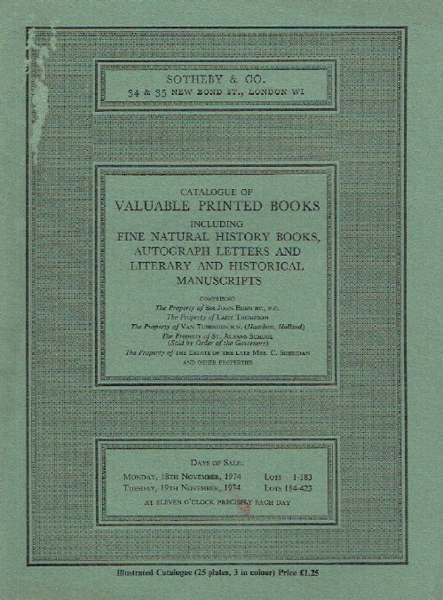 Sothebys November 1974 Valuable Printed Books