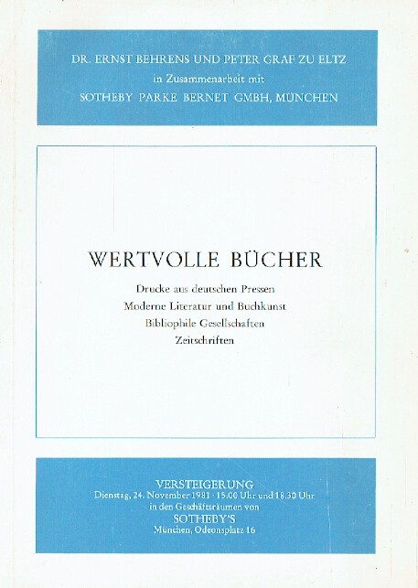 Sothebys November 1981 Valuable Books