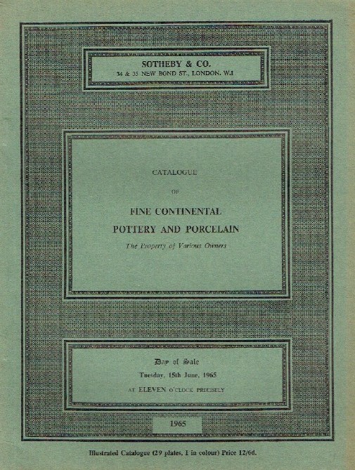 Sothebys June 1965 Fine Continental Pottery and Porcelain (Digital only)