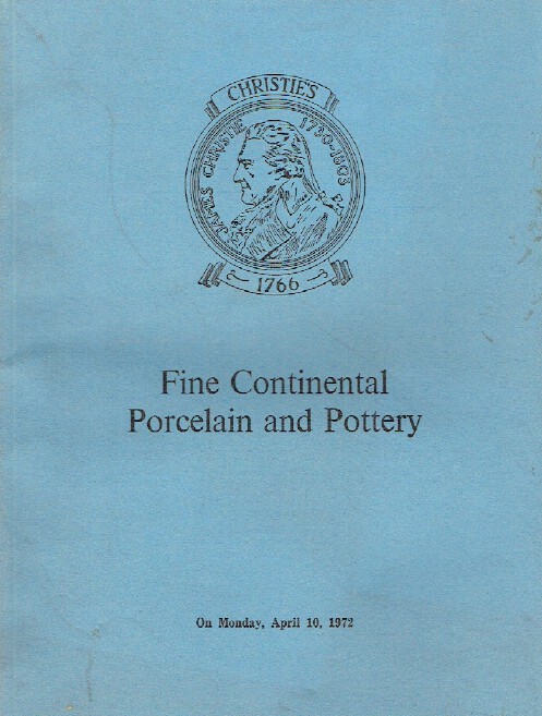 Christies April 1972 Fine Continental Porcelain and Pottery