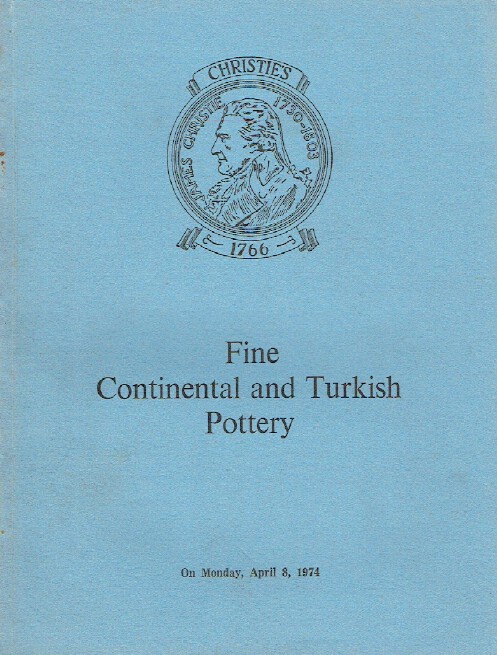 Christies April 1974 Fine Continental and Turkish Pottery