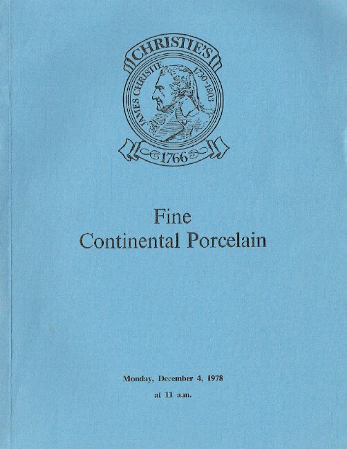Christies December 1978 Fine Continental Porcelain