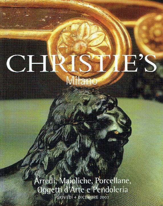 Christies December 2003 Furniture, Majolica, Porcelain, WoA & Pendoleria - Click Image to Close