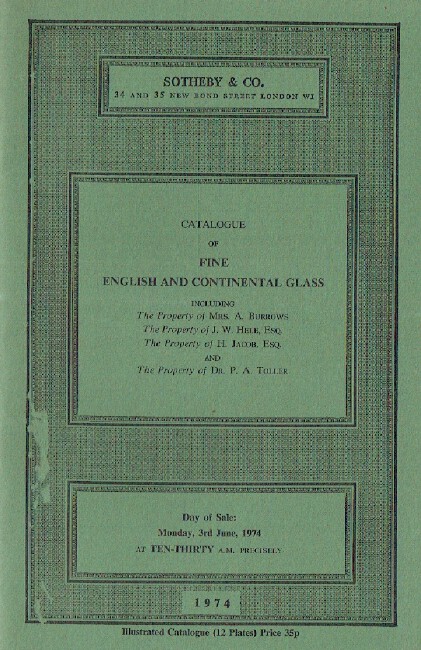 Sothebys June 1974 Fine English and Continental Glass
