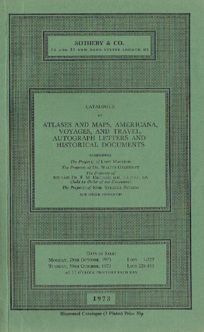 Sothebys October 1973 Atlases & Travel Autograph Letters & Historical Documents
