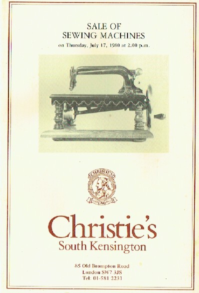 Christies July 1980 Sale of Sewing Machines - Click Image to Close