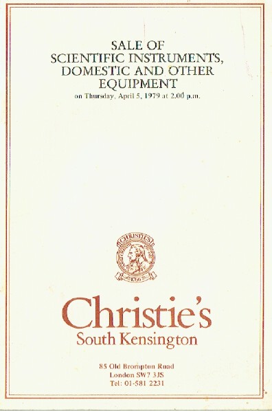 Christies April 1979 Sale of Scientific Instruments, Domestic & Other Equipment