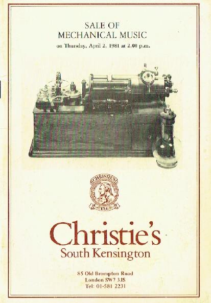 Christies April 1981 Sale of Mechanical Music