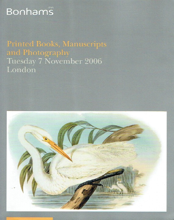 Bonhams November 2006 Printed Books, Manuscripts and Photography