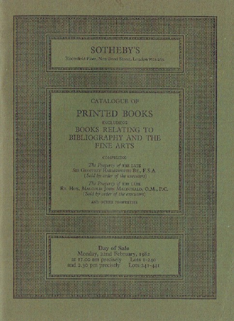 Sothebys February 1982 Printed Books