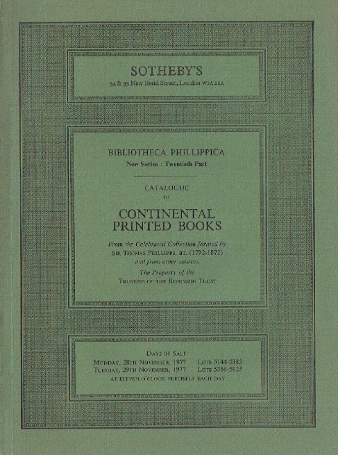Sothebys November 1977 Continental Printed Books