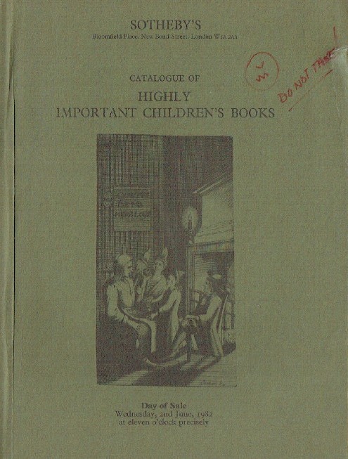 Sothebys June 1982 Highly Important Children's Books