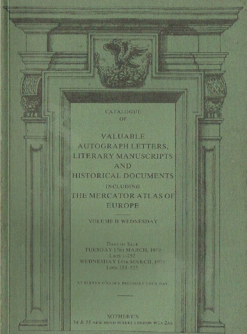 Sothebys March 1979 Valuable Autograph Letters & Literary Manuscripts-Volume II