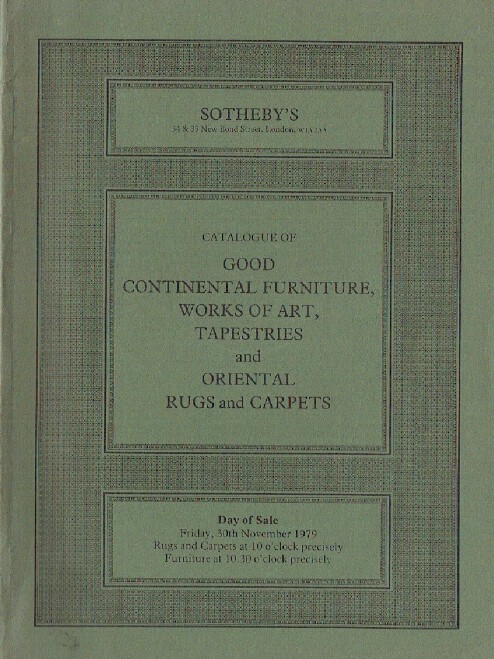 Sothebys November 1979 Continental Furniture, WOA, Tapestries and Rugs & Carpets
