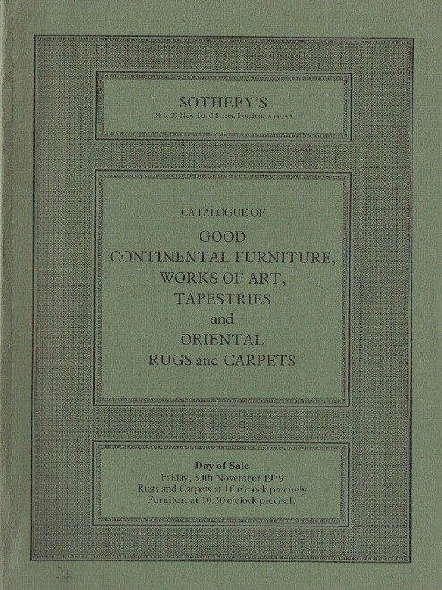 Sothebys November 1979 Continental Furniture, WOA, Tapestries and Rugs & Carpets