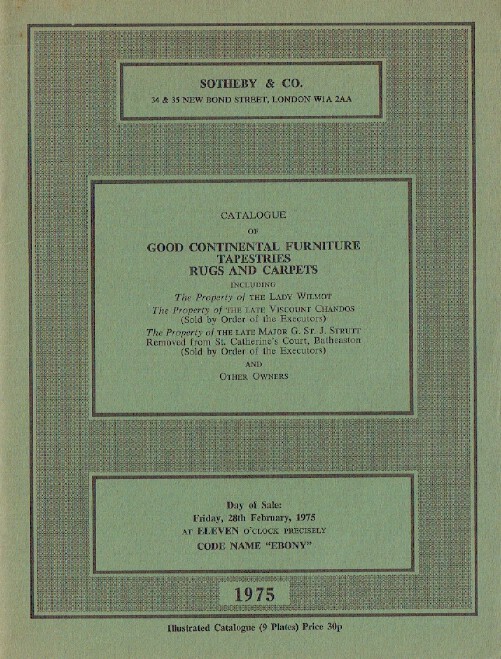 Sothebys February 1975 Continental Furniture, Tapestries, Rugs & Carpets - Click Image to Close