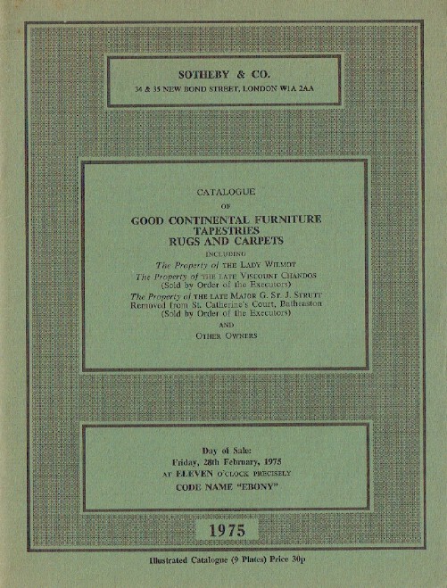 Sothebys February 1975 Continental Furniture, Tapestries, Rugs & Carpets