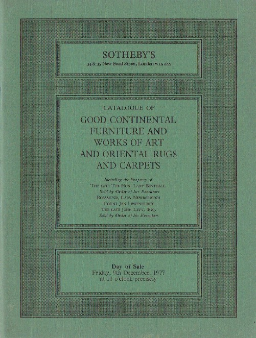 Sothebys December 1977 Continental Furniture, WOA and Oriental Rugs & Carpets