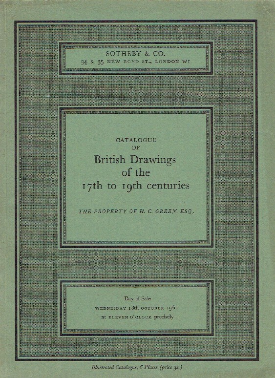 Sothebys October 1961 British Drawings of the 17th to 19th Centuries