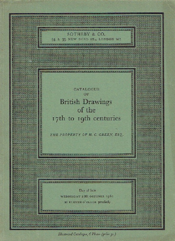 Sothebys October 1961 British Drawings of the 17th to 19th Cent. (Digital only)