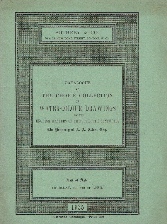 Sothebys April 1935 Collection of Watercolour by English Masters (Digital only)