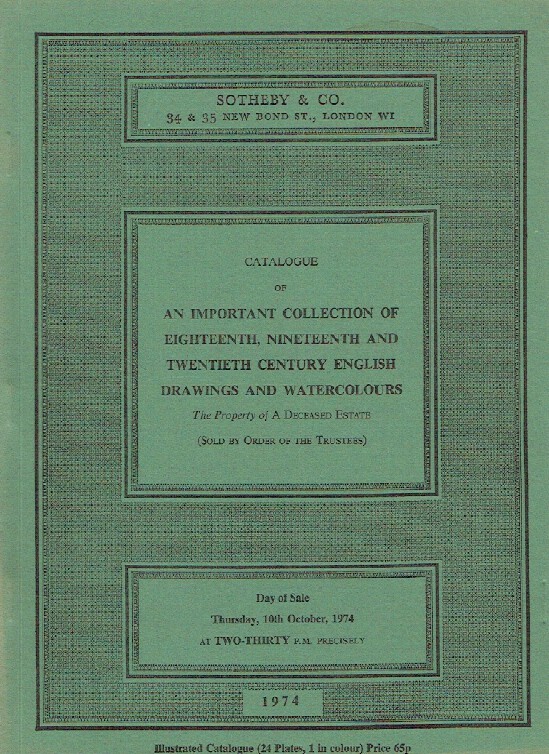 Sothebys October 1974 18th, 19th and 20th C English Drawings & Watercolours